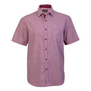 Shirt Maroon Candystripe button Short Sleeve